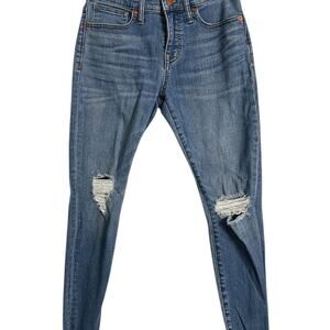 Madewell High Rise Skinny Jeans Womens 26P Petite Distressed Stretch Raw Hem
